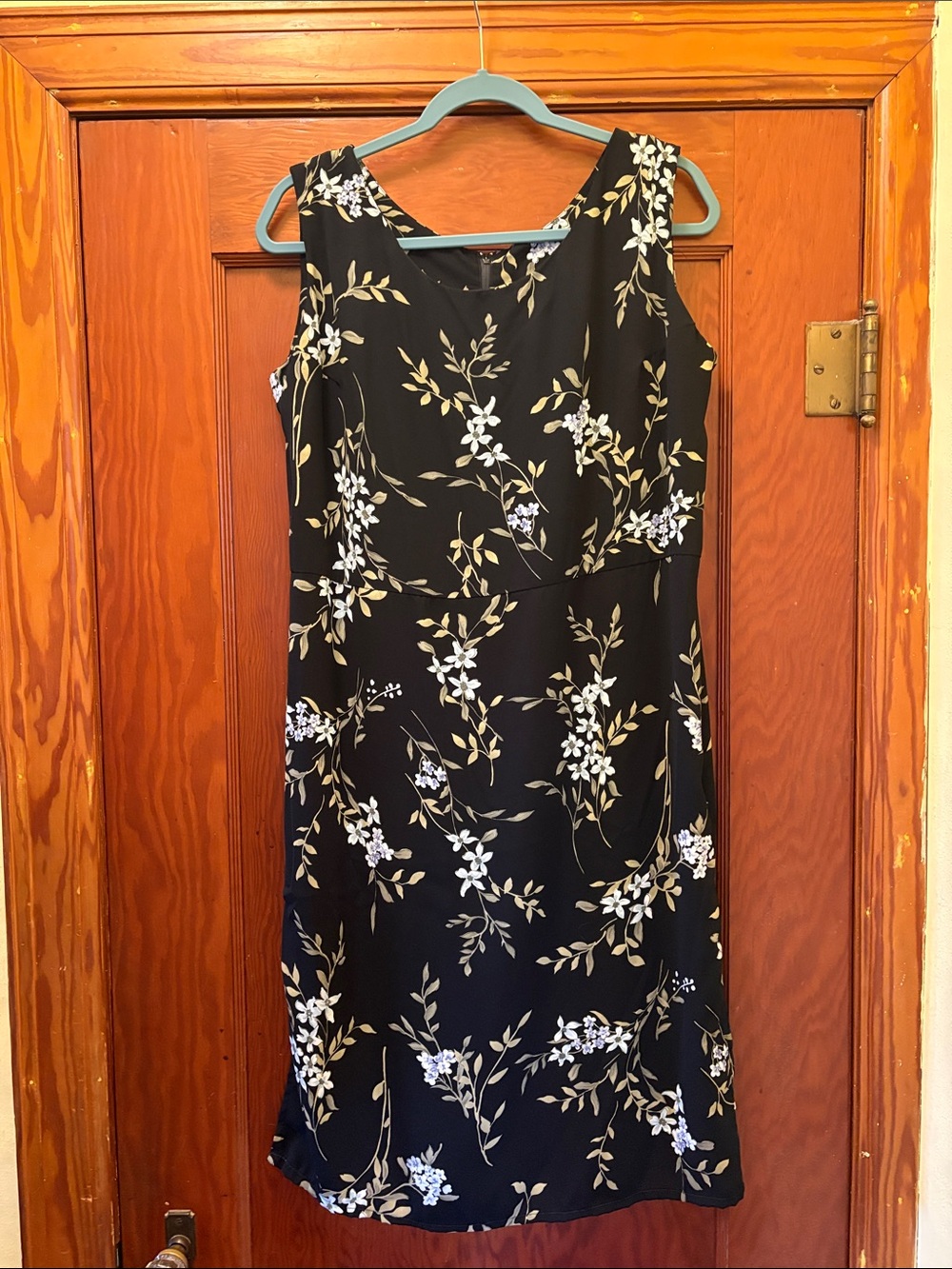 Black Floral Mid Dress and matching jacket with White & Tan Blossoms
